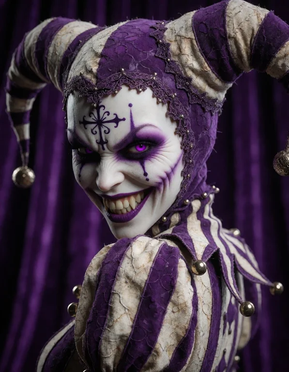 A Detailed 3d Portrait Of The Sinister Jester-like Character...
