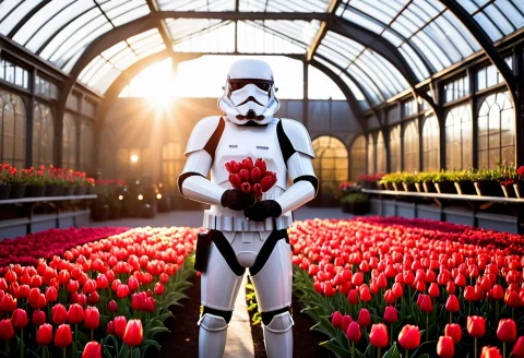 A Funny Photo Of A Star Wars Stormtrooper Armor Completely C... — SDXL AI Prompt: A funny photo of a Star Wars Stormtrooper armor completely covered and built fro...