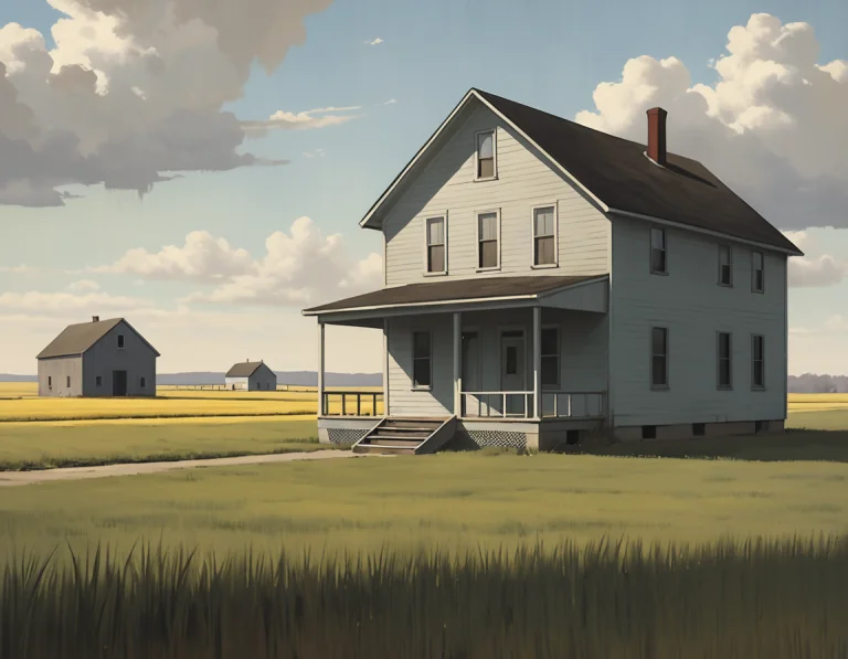 Farm In The American Midwest Amid Fields, Spring,, High Qual...