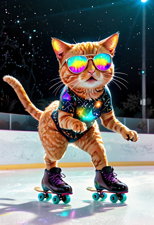 Biolumens Cat Skating Wearing Sunglasses