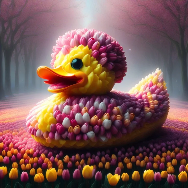 Rubber Duck, Rubber Ducky, Vaporwave, Petals, Falling Petals...