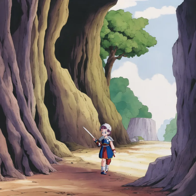 Akiratoriyama Art Style, 1girl, A Girl Walking In A Cave, Ho...