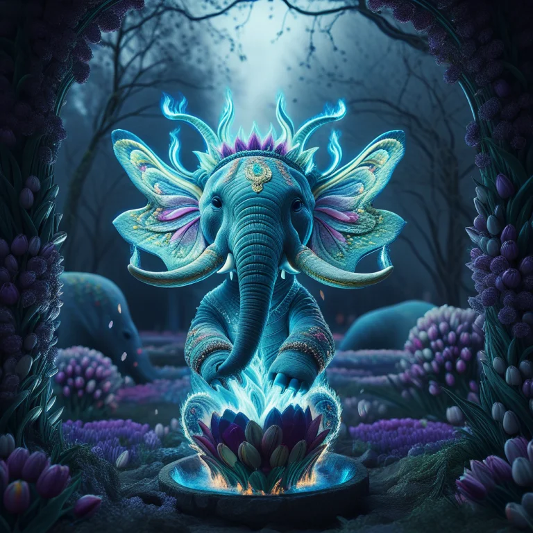 Burning Elephant Loratulipmania1 Jaynl-tm, Made Of Tulips Lo...