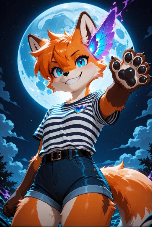 An Anthropomorphic Fox Beastkin With Vibrant Orange Fur, Bri...