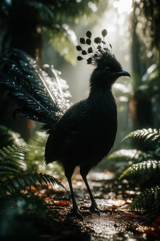 Ta86inkriot, Thin Black Outlines, A Superb Lyrebird Standing...