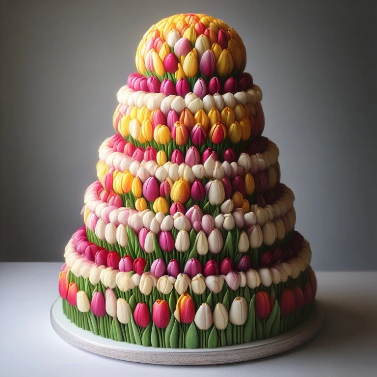 Jaynl-tm, Made Of Tulips, Wedding Cake Made Of Tulips,painte...