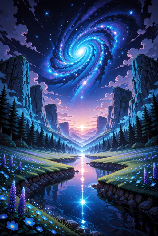 A Wide-angle, Eye-level View Of A Surreal Fantasy Landscape,...
