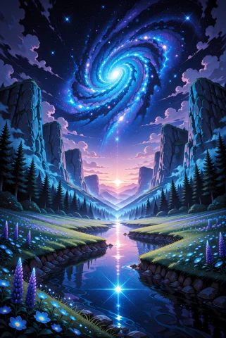 A Wide-angle, Eye-level View Of A Surreal Fantasy Landscape,... — Stable Diffusion AI Prompt: A wide-angle, eye-level view of a surreal fantasy landscape, featuring a deep va...