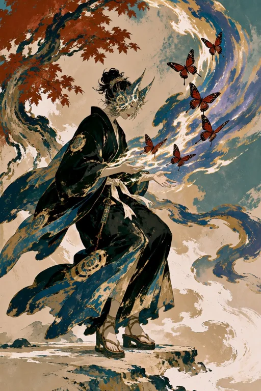 This Is A Digital Artwork Of Nihonga-style Painting, A Maste...