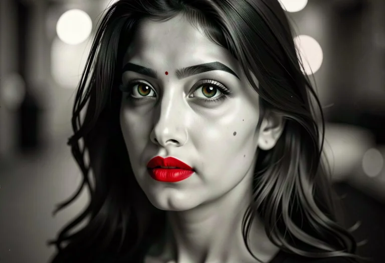Cinematic Film Still Of South-indian-beauty A Closeup Of A W...