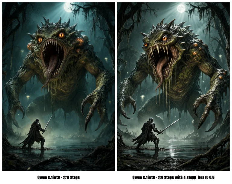 Ultra-detailed Dark Fantasy Illustration Of A Colossal Swamp...