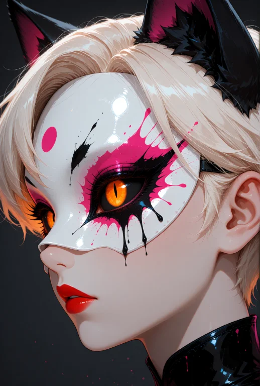 A Catgirl With Short, Styled Blonde Hair And Pale Skin, Posi...