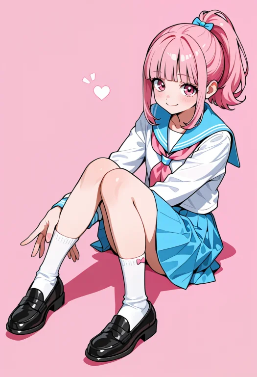 Sidelocks,smile,blunt Bangs,kawaii,pink Eyes,pink Hair,seraf...