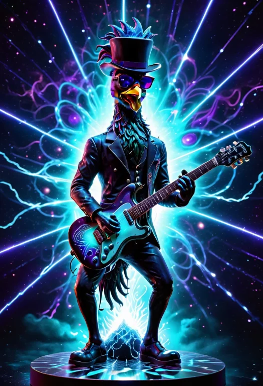 Rockstar Rooster Statue, Sunglasses, Playing Electric Guitar...