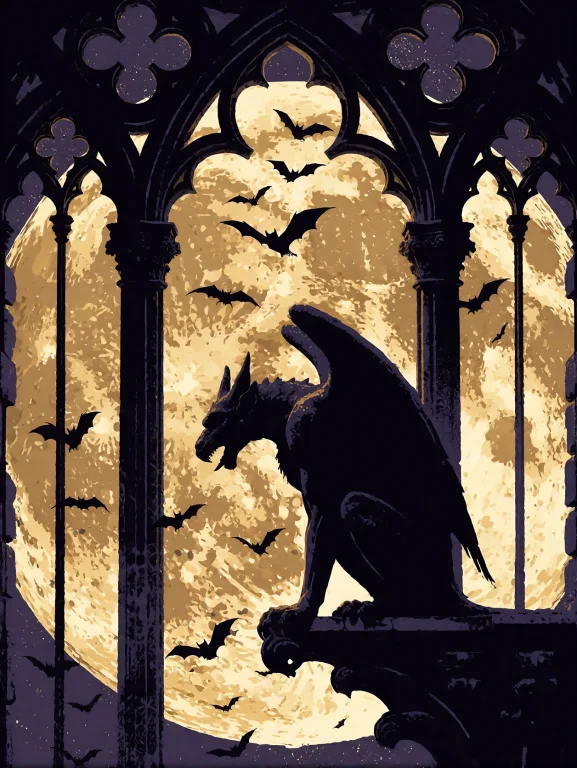 Minimalist Graphic Vector Illustration, Gothic Dark Mystery...