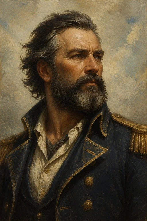 A Richly Detailed Classical Oil Painting Portrait Of A Stern...