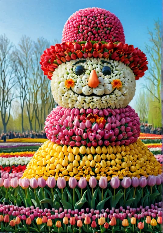 Jaynl-tm, Made Of Tulips, A Majestic Snowman Made Of Tulip,...