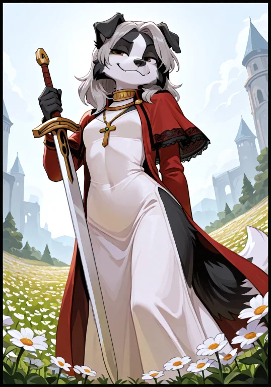 Border Collie, 1girl, Furry, Female Furry, Animal Ears, Fur,...