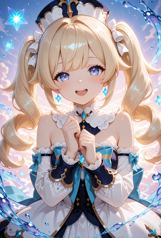 Barbara From Genshin Impact, Human, Long Blonde Hair Styled...