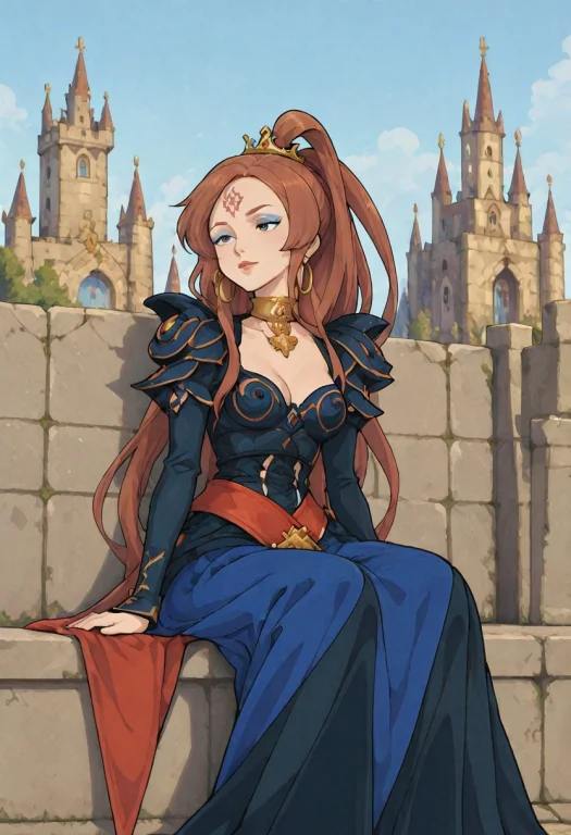 Parody, 1girl, Long Hair, Jewelry, Brown Hair, Matching Blue...