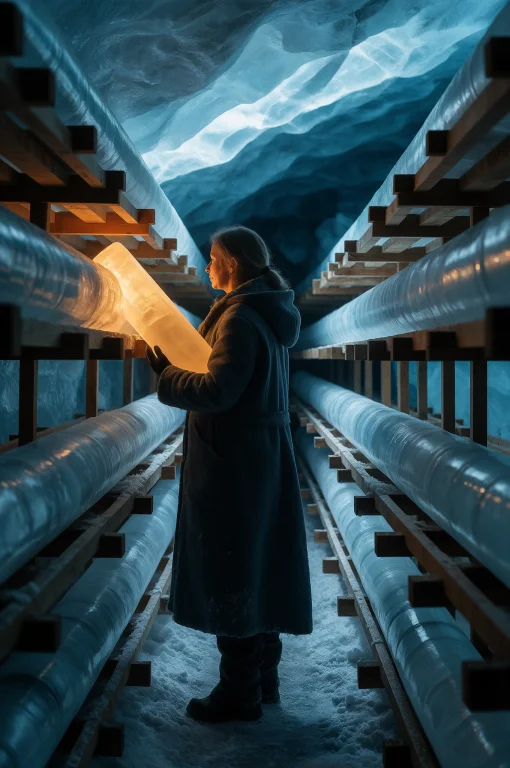 Glacier Archive, Wide 34 Cinematic Plate, Full-body Of A 41-...
