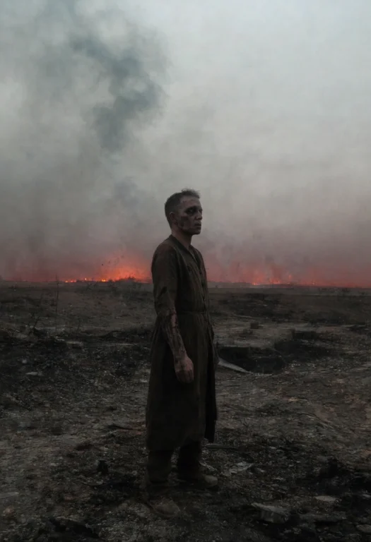 She Stands At The Edge Of The Ruin, Shoulders Heavy, Eyes Ho...