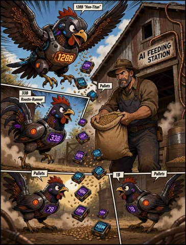 This Modern Graphic Novel Scene Blends Rustic Farmyard Warmt... — Stable Diffusion AI Prompt: This modern graphic novel scene blends rustic farmyard warmth with cyberpunk fla...