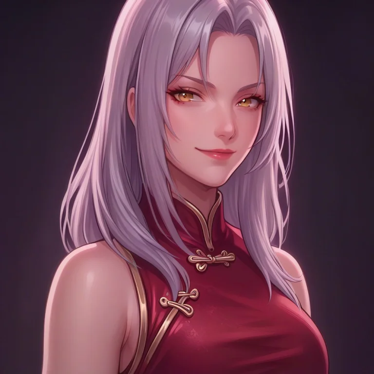 Yumi, 1girl, Long Lavender Hair, Amber Eyes, Solo, Looking A...