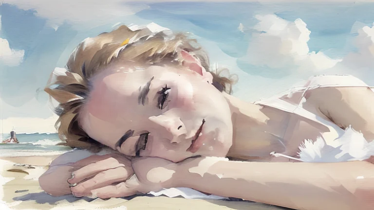 Loracolorwaterv11.0 A Beautiful Young Slim Woman Laying On A...