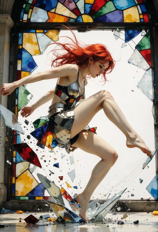 Surreal Bold Shot Of A Young Beautiful Woman With Long Vivid...