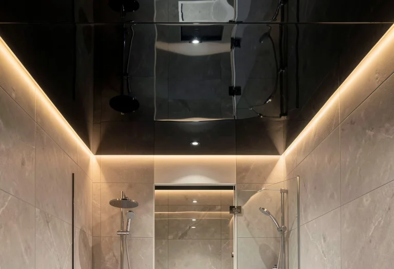 High-end Bathroom Interior Photography. The Ceiling Is An Im...