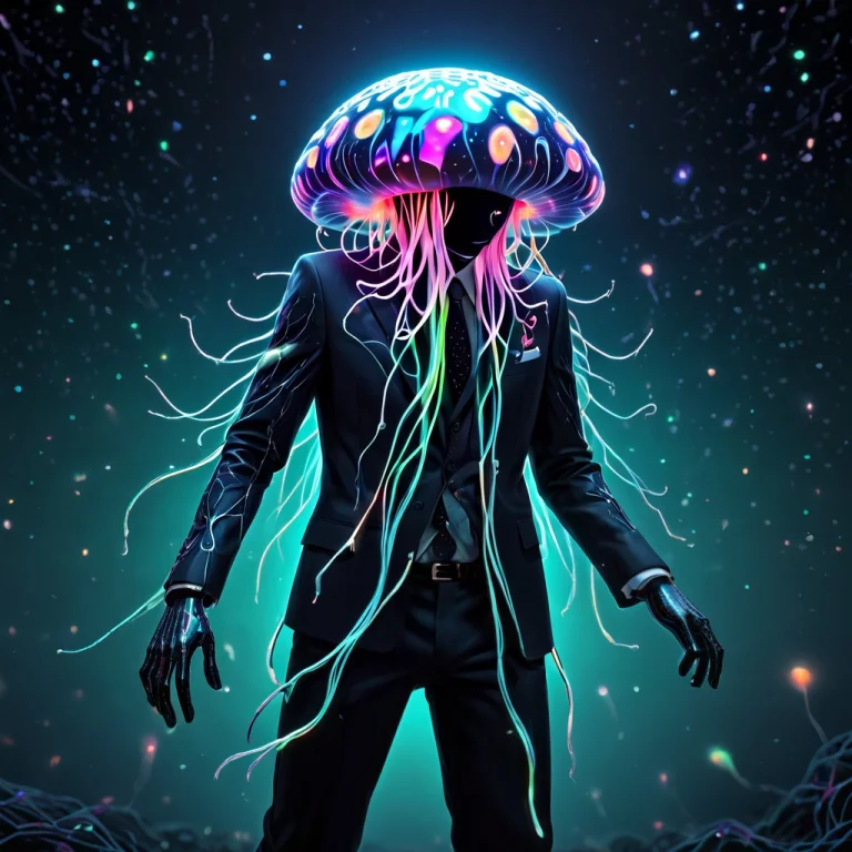 Against A Cosmic Background, Glowing Dapper Space Jelly Fish...