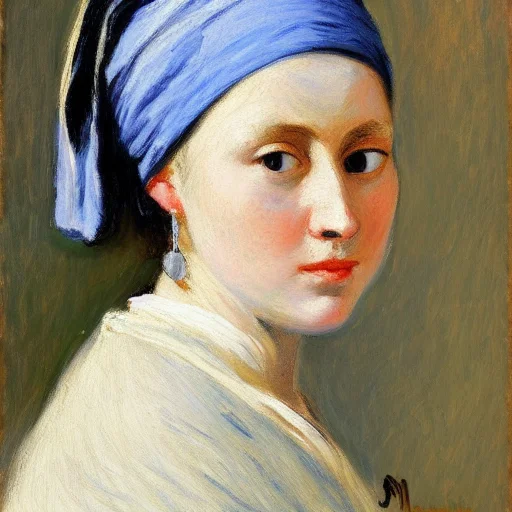 Girl With A Pearl Earring, Portrait, Oil Painting, Monet Oil...