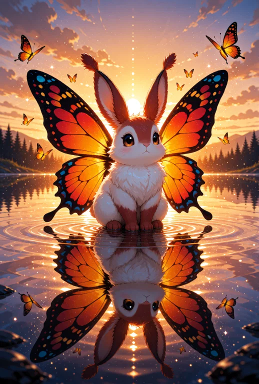 A Small Fantasy Creature, A Hybrid Of A Bunny And A Butterfl...