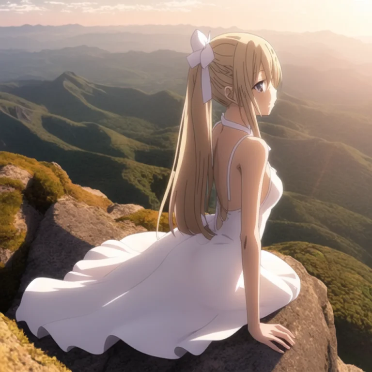 1girl, Anime Style1.2 Of A Woman Standing On The Edge Of A M...