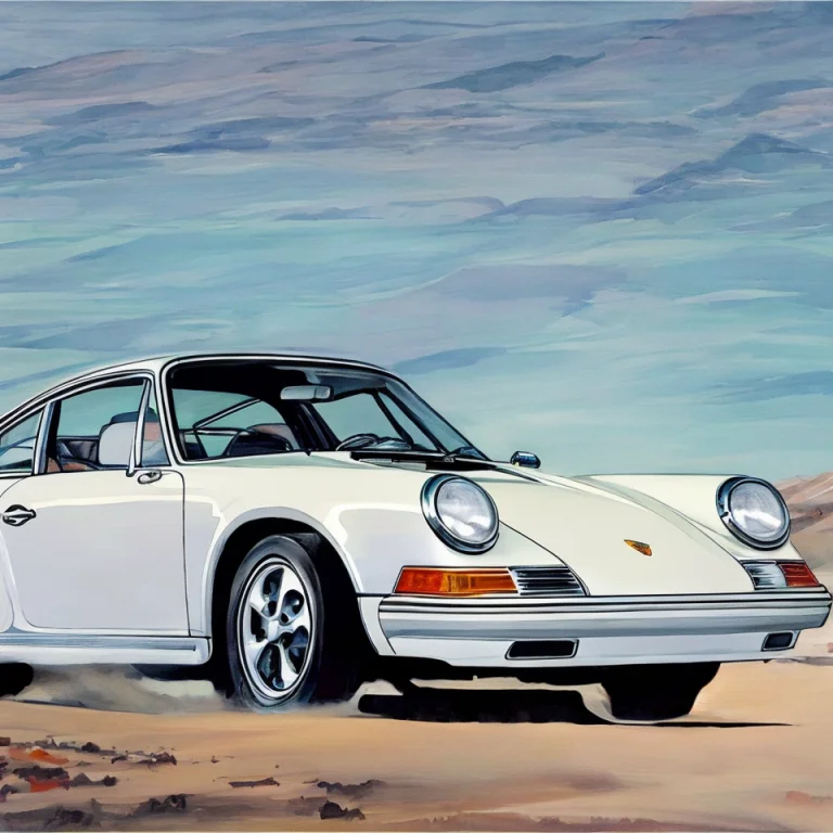 A Porsche 911 Driving Through The Desert Near Palm Springs A...