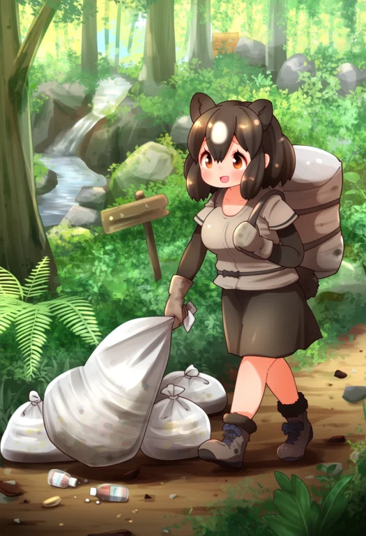 Coroha. A Female Brown Bear Kemono Friends Character Walking...