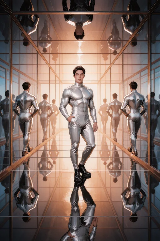 Digital Illustration, A Man Posed At The Center Of A Perfect...