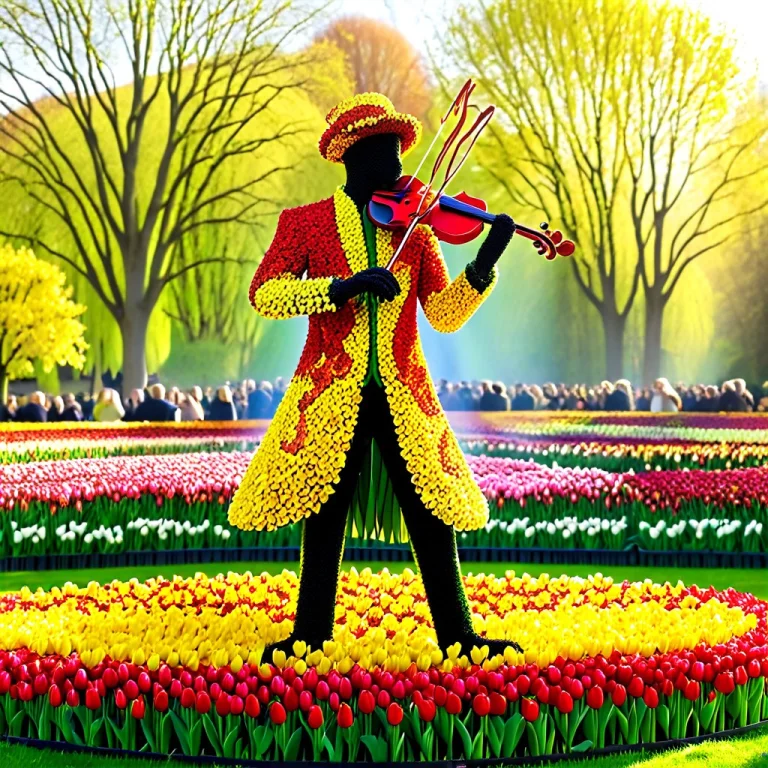 Jaynl-tm, Made Of Tulips, A Violinist Silhouette Made Comple...