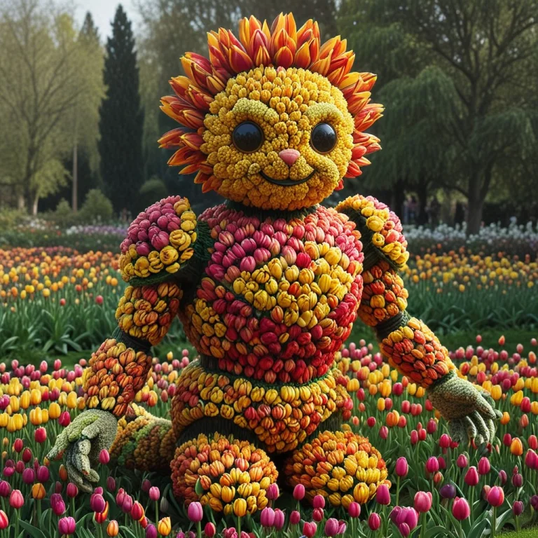 A Friendly Futuristic Robot Composed Entirely Of Vibrant Tul...