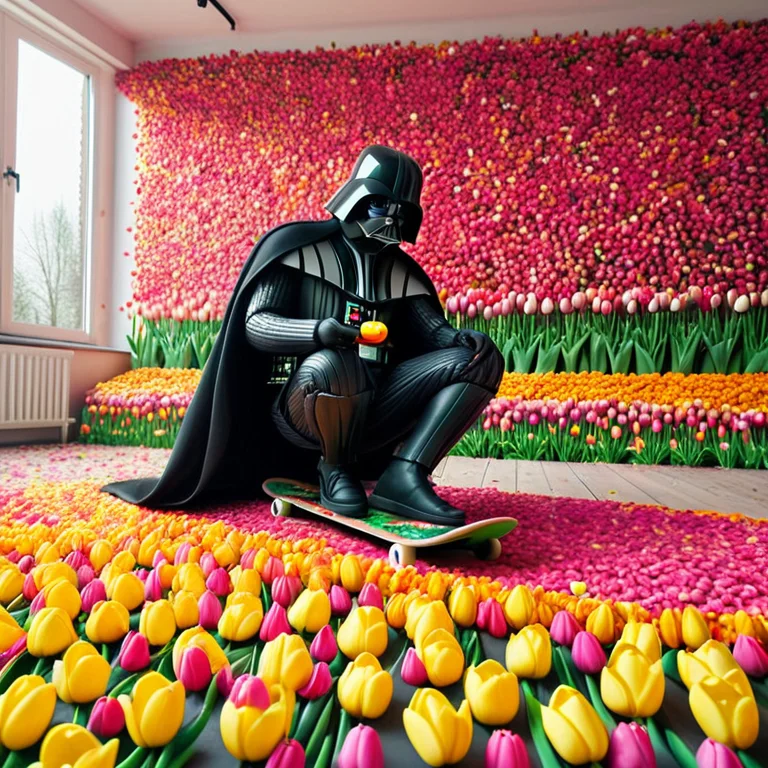 Jaynl-tm, Made Of Tulips, Darth Vader In Sunglasses Riding A...