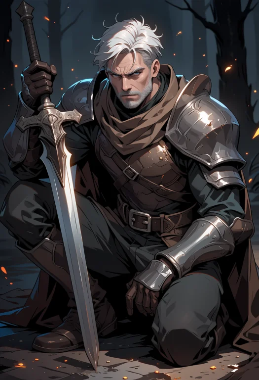 Tsurunj, This Digital Artwork Depicts A Muscular, White-hair...