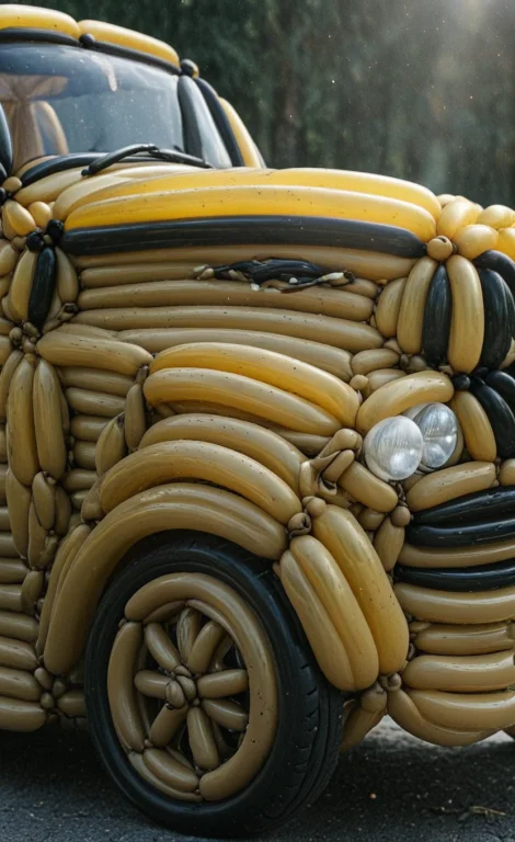 Yellow Car Made From Nvnb4l0n, Medium Close Shot Portrait, M...