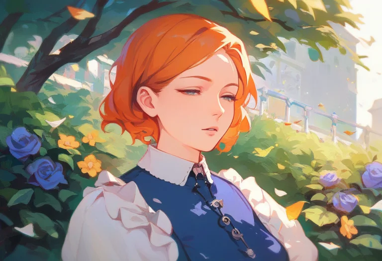 Score9, Score8up, Score7up, 1girl, Solo, Orange Hair, Half-c...