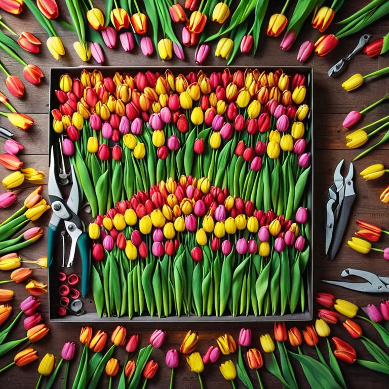 Jaynl-tm, Made Of Tulips, A Flat Lay From Directly Above Of...