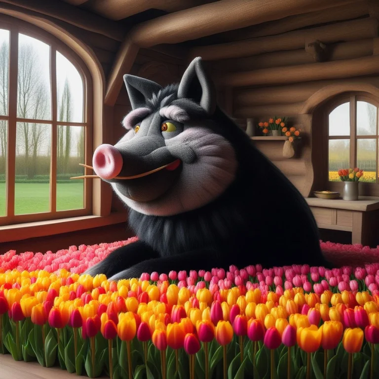 The Black Furred Big Bad Wolf From The Three Little Pigs Is...