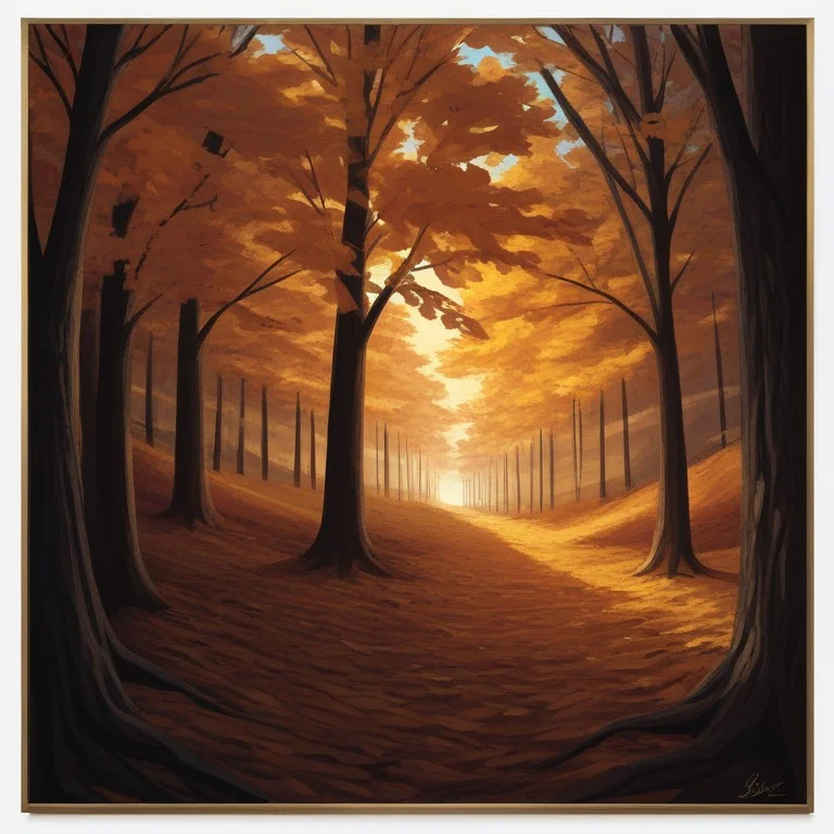 Abstract Painting. Autumn-orange, Gold And Black Brushstroke...