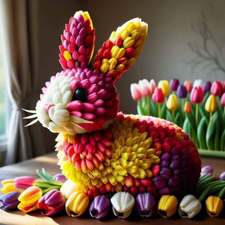 Make A Bunny Made Out Of Tulip Petals Individual, Distinct...