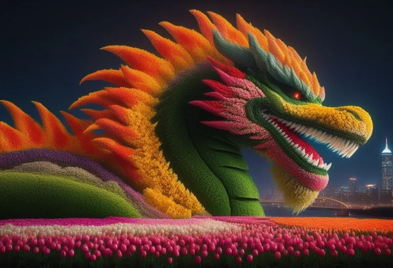 Jaynl-tm, Made Of Tulips, A Colossal, Terrifying Godzilla Ri...
