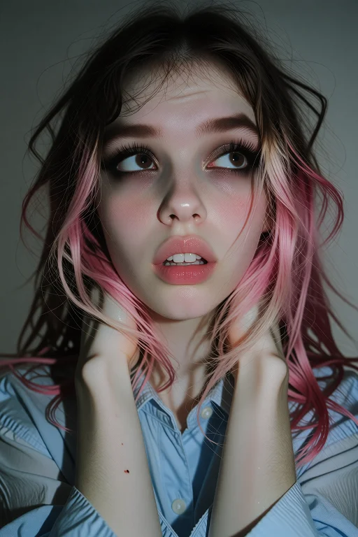 Ivyfilmstyle. A Young Woman With Long, Messy Dark Hair With...